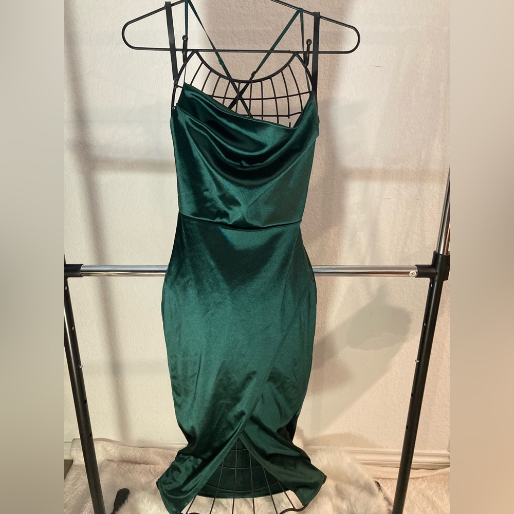 Party Fitted Dress Dark Green
